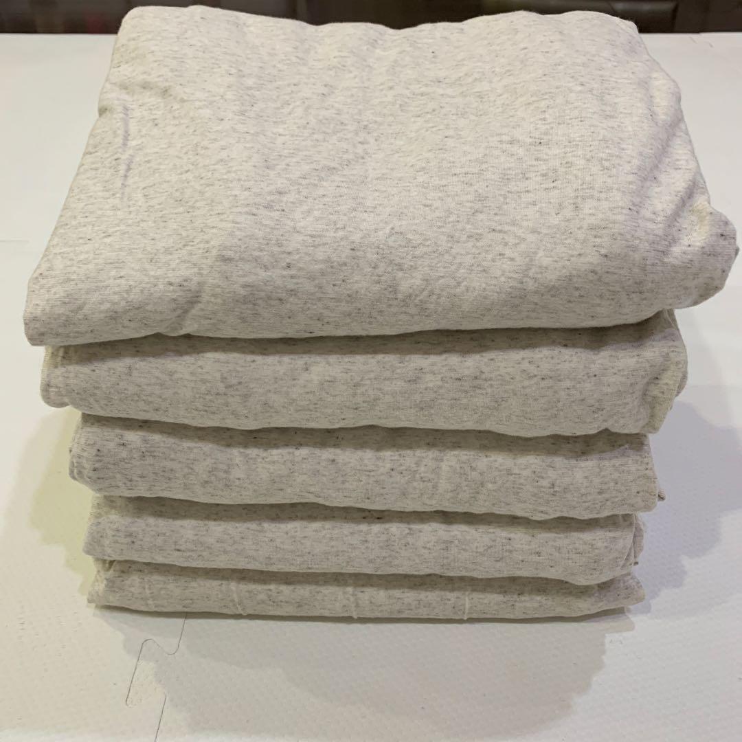 無印　天竺綿・落ちワタ入りボックスシーツ・S 杢ライトベージュ【廃番】5枚セット