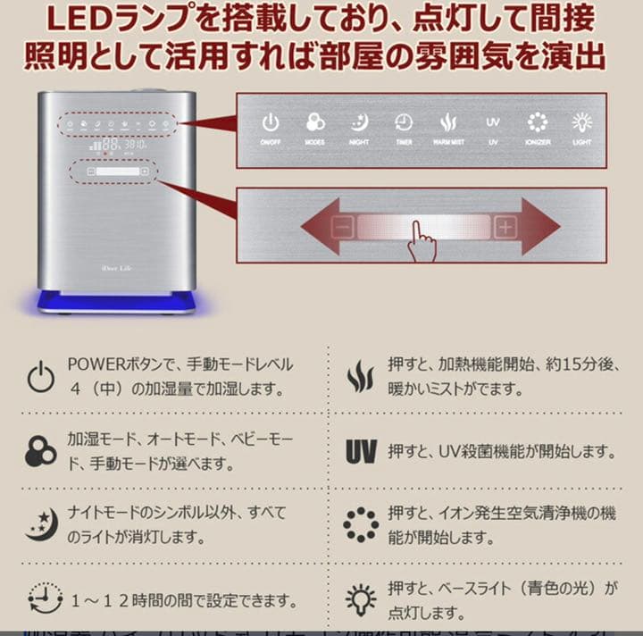 加湿器 ハイブリッド式 リモコン操作可能 温冷ミスト 4.3L超大容量 28畳