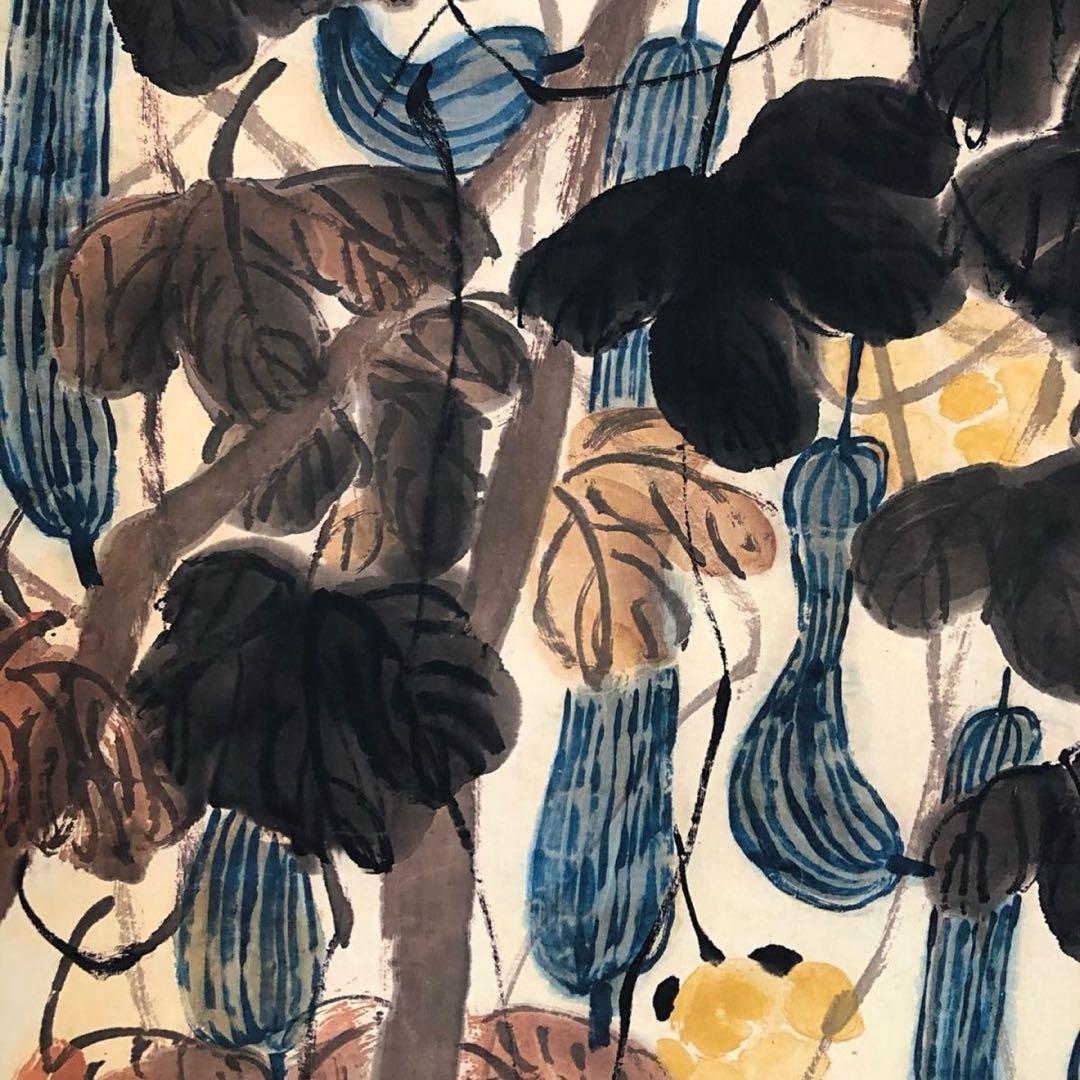 斉白石 絲瓜図 三尺中堂 中国掛け軸 掛軸 花鳥画 客間 書斎 茶室 インテリア