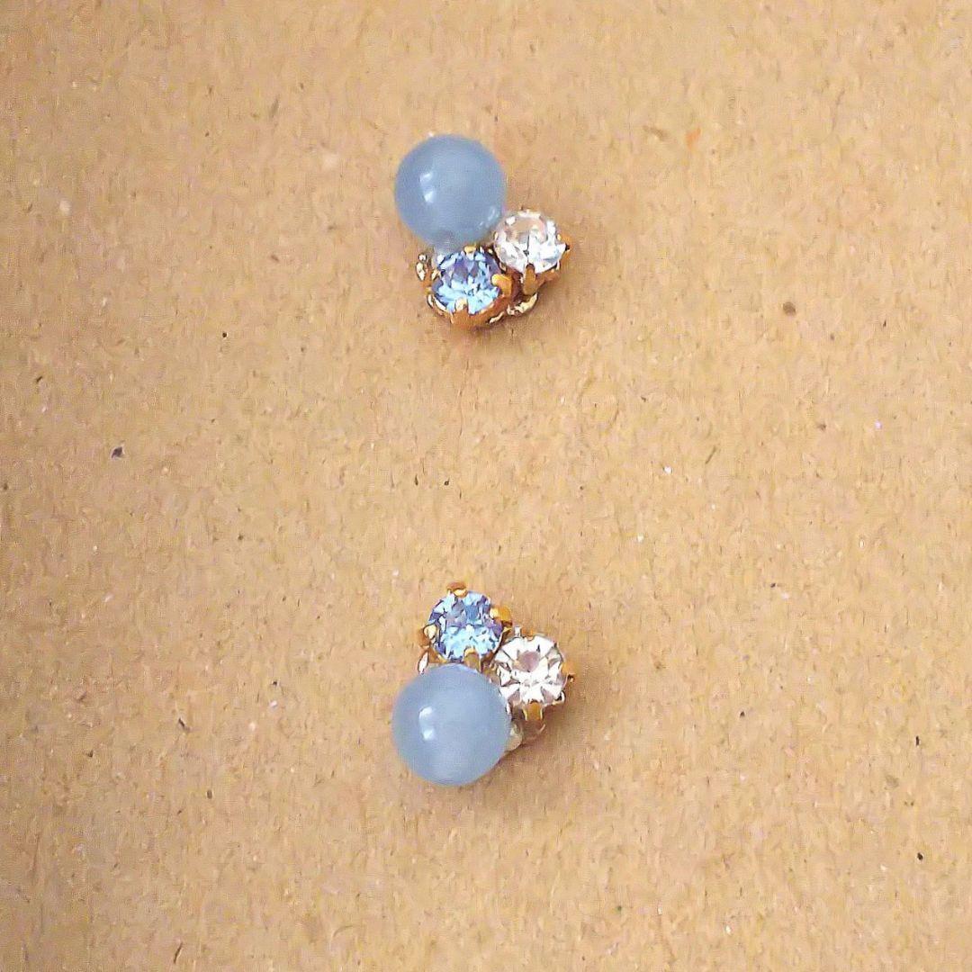 ブルーカルセドニー×ライトサファイア ピアス イヤリング