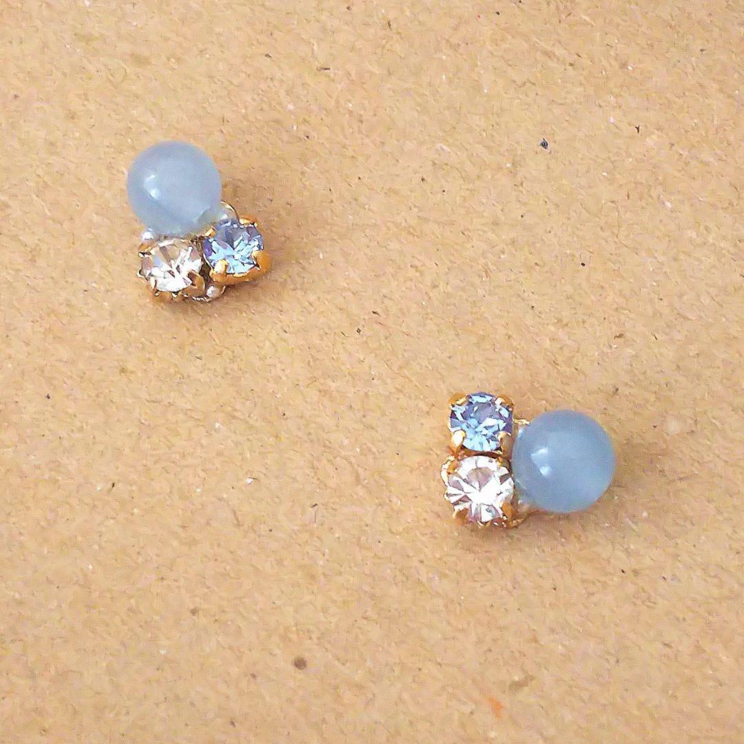 ブルーカルセドニー×ライトサファイア ピアス イヤリング