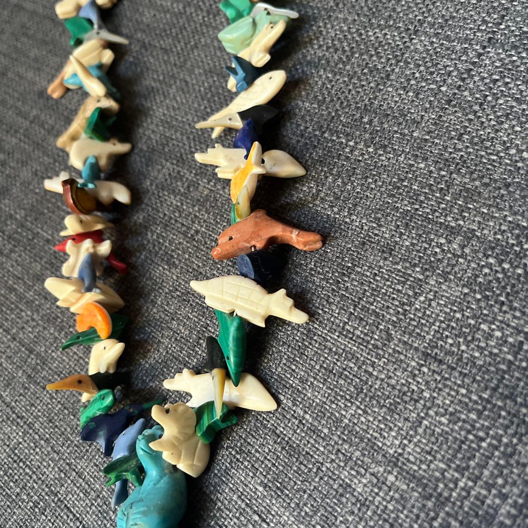 インディアンジュエリー　ズニ族　フェティッシュ　ネックレス　アニマル