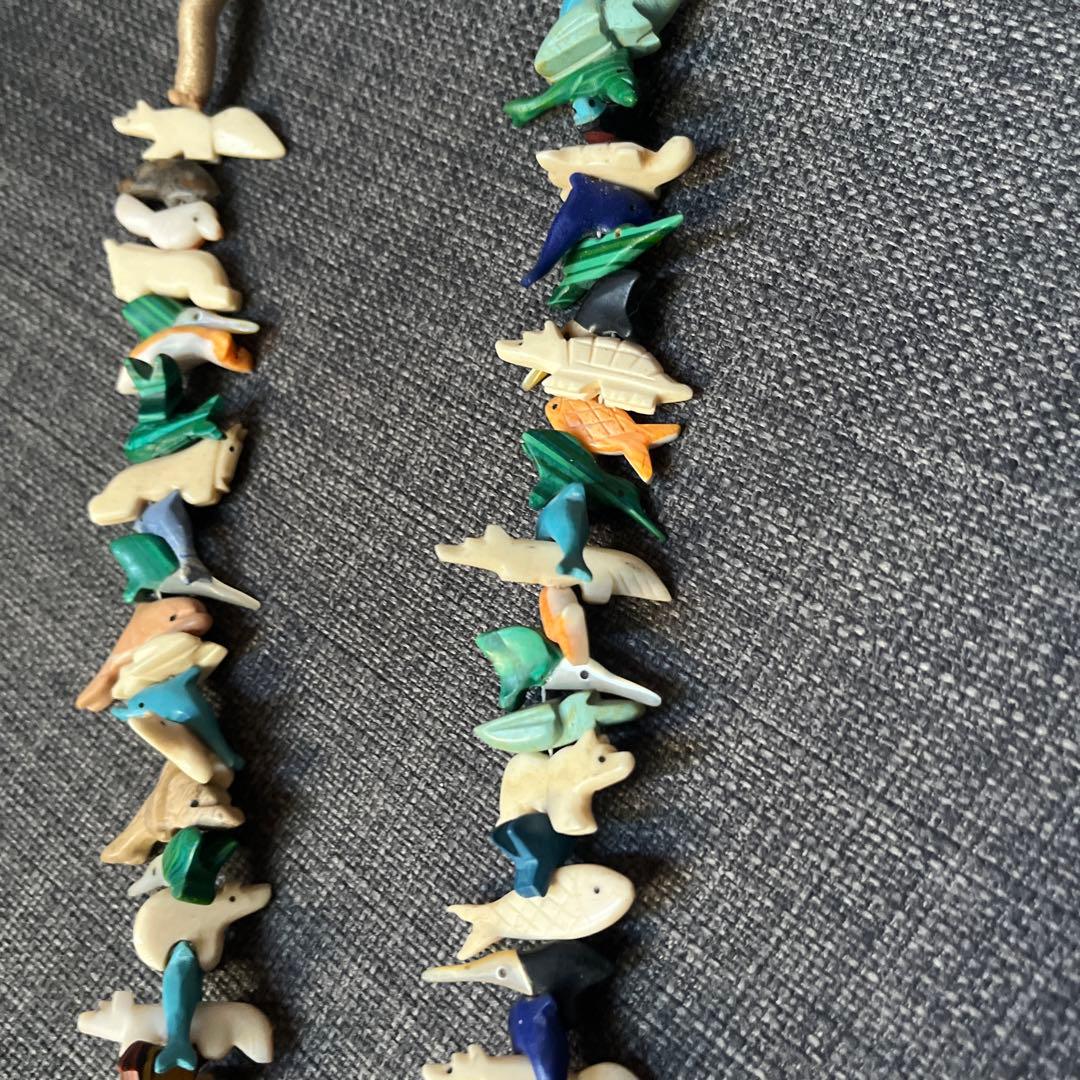 インディアンジュエリー　ズニ族　フェティッシュ　ネックレス　アニマル