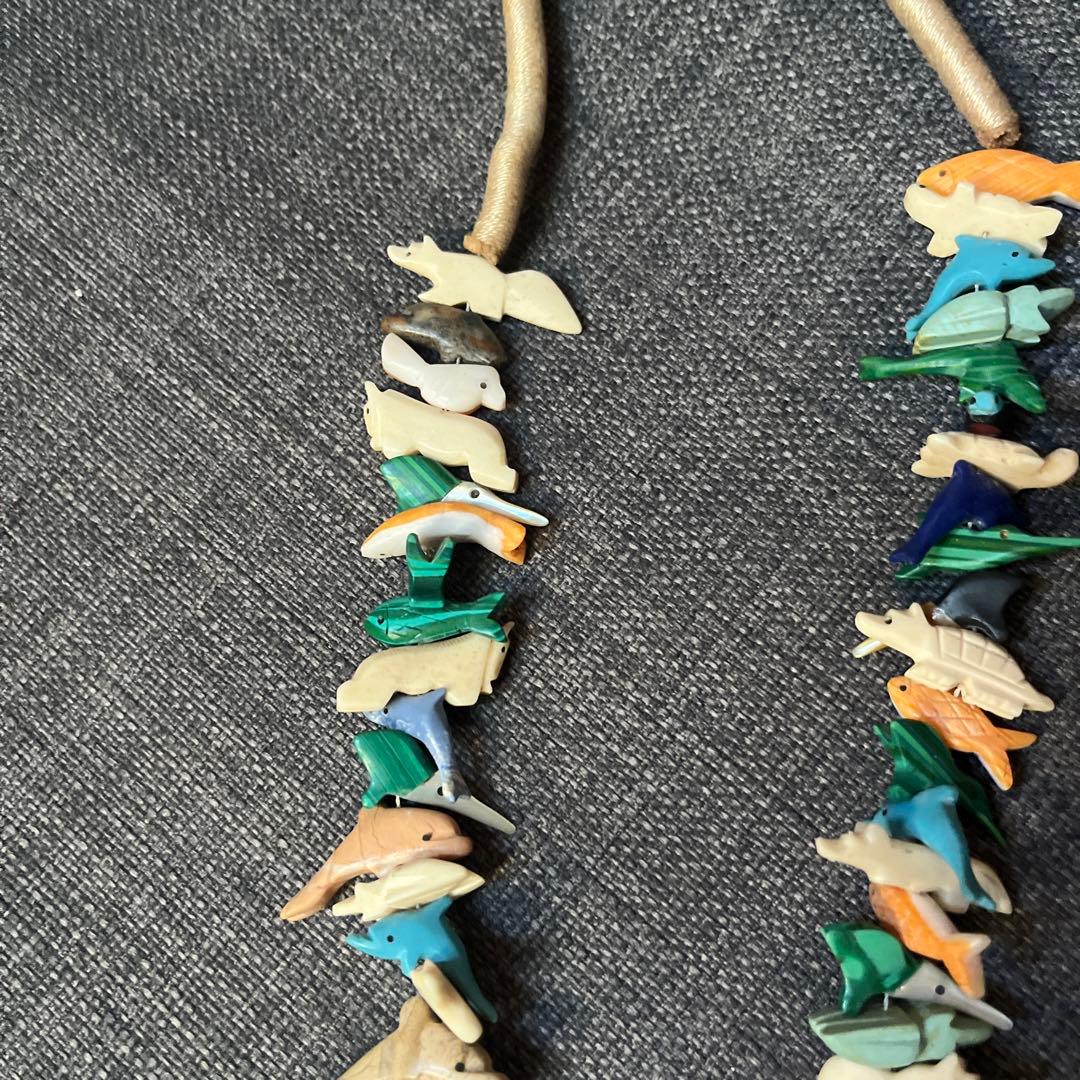 インディアンジュエリー　ズニ族　フェティッシュ　ネックレス　アニマル