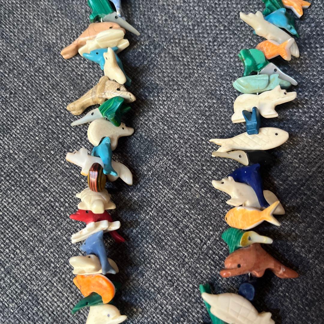 インディアンジュエリー　ズニ族　フェティッシュ　ネックレス　アニマル