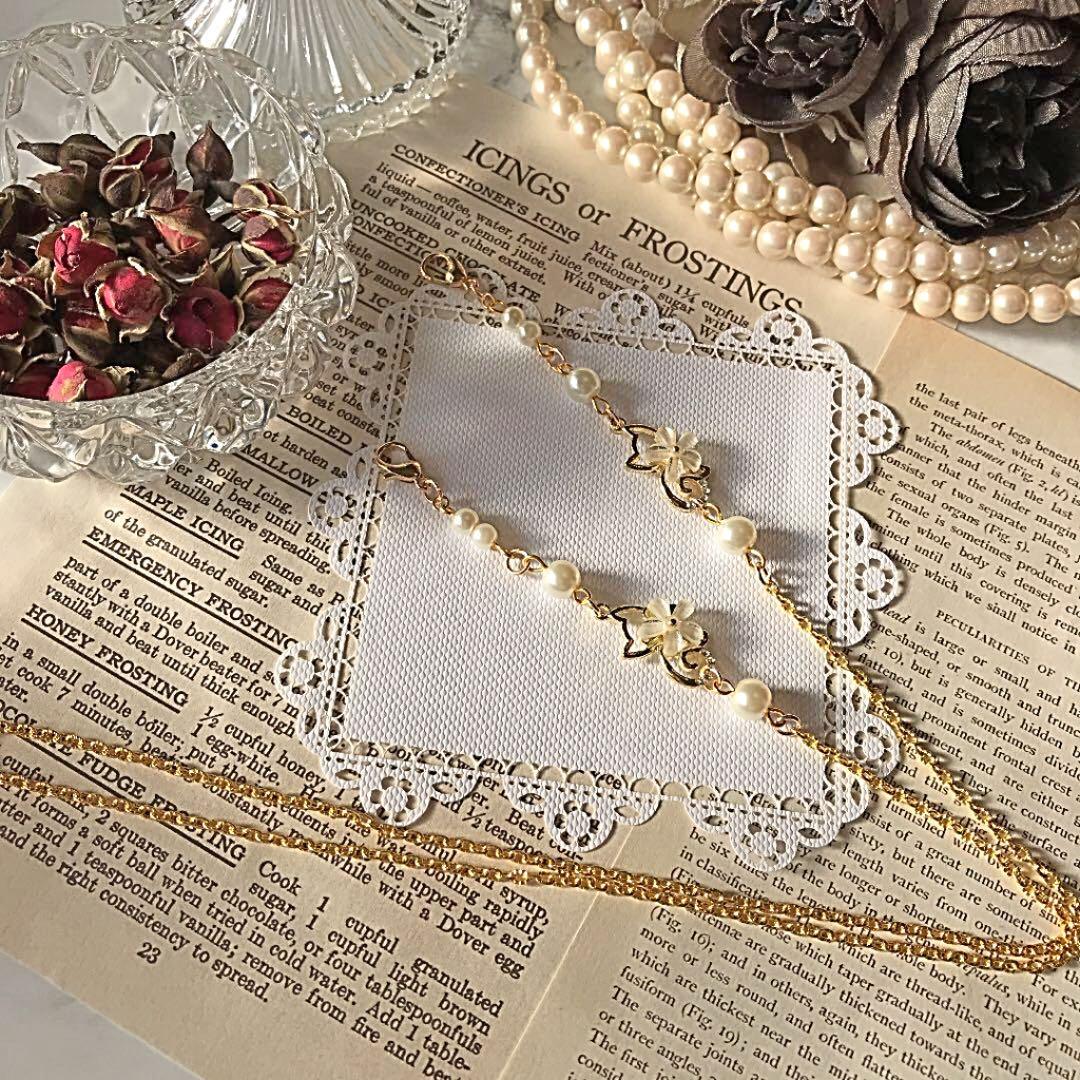 ♪262❤️ ねこ　猫　ネコ　パール　マスクチェーン　マスク　ハンドメイド