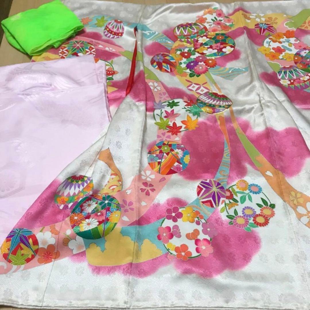 七五三　女の子　3歳　着物　カバン　草履　長襦袢セット　日本製　テフロン加工済み