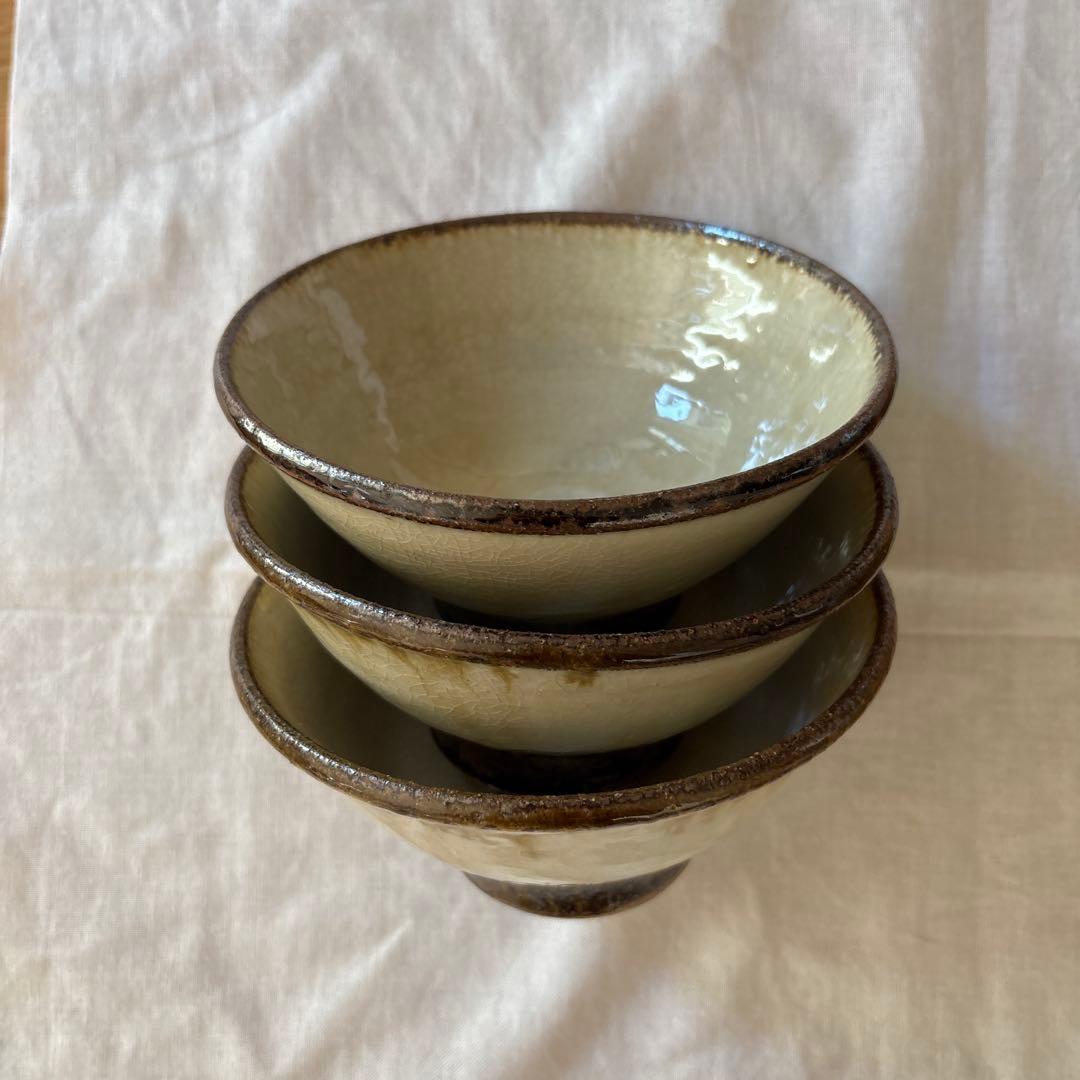 民藝　陶器製　3個セット　飯碗　小丼ぶり　麺椀
