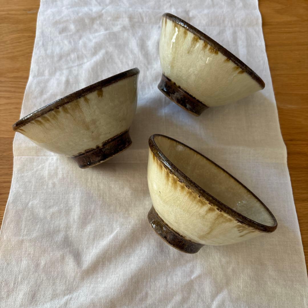 民藝　陶器製　3個セット　飯碗　小丼ぶり　麺椀