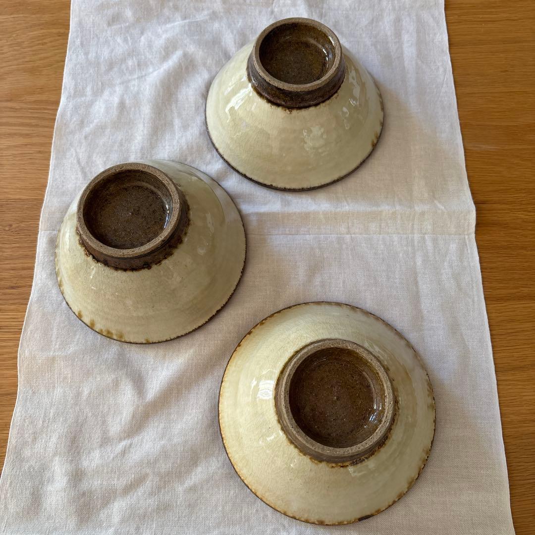民藝　陶器製　3個セット　飯碗　小丼ぶり　麺椀