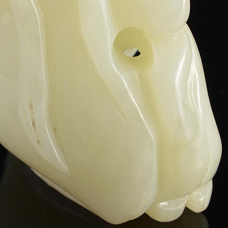 中国　玉石白玉彫刻　人物刻　根付　紙鎮　置物　C　R7134E