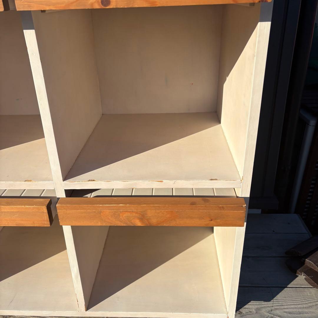 北欧レトロ カントリー家具 天然木キャビネット 6マス収納 飾り棚 ボックス収納