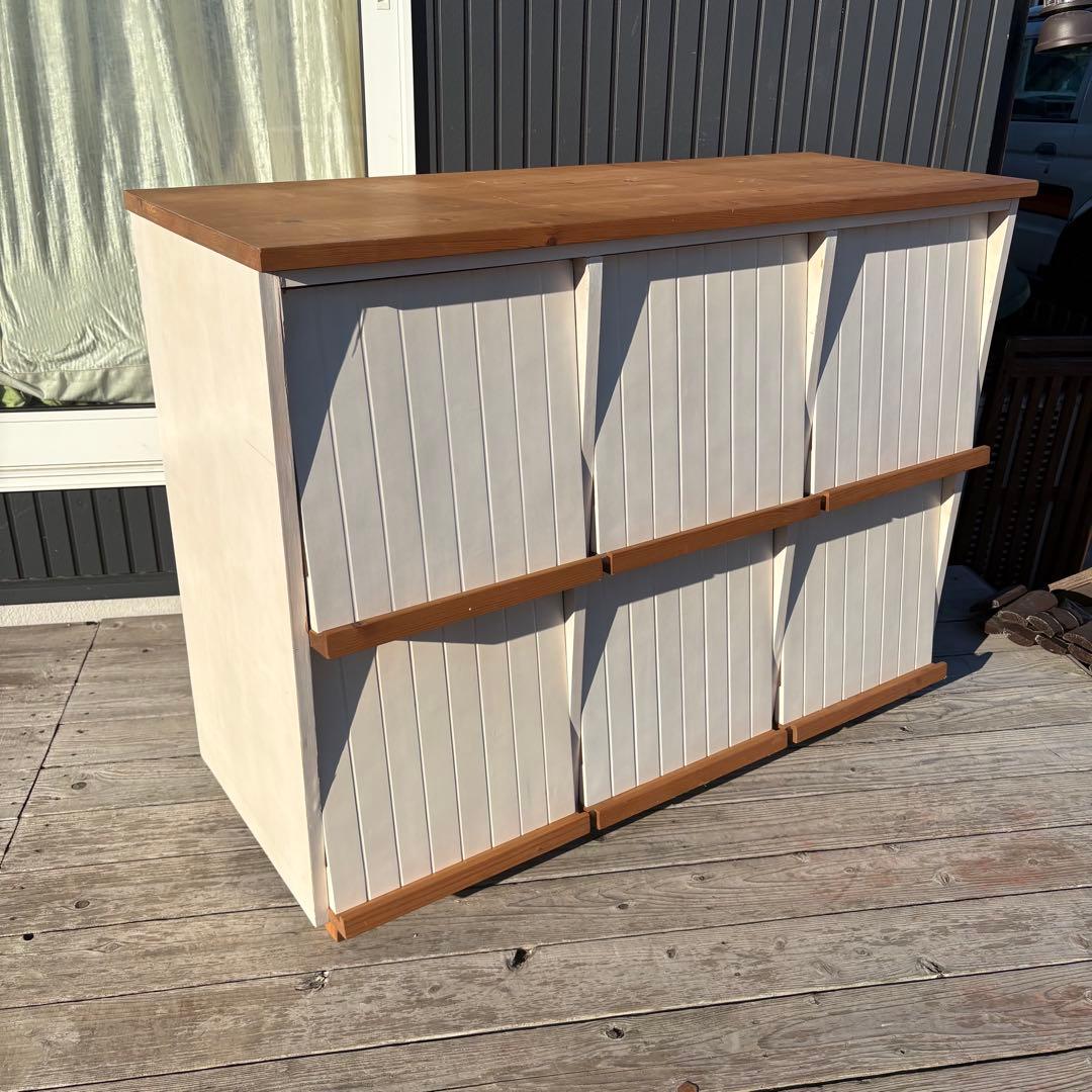 北欧レトロ カントリー家具 天然木キャビネット 6マス収納 飾り棚 ボックス収納