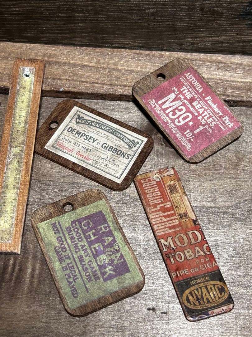 レトロウッドタグ　7枚 No.1014