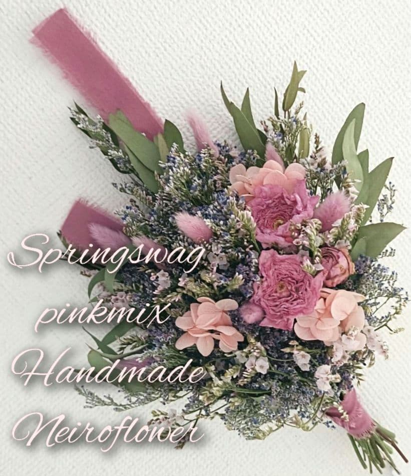 ♡tama♡ドライフラワーラナンキュラスと小花スワッグpink&bule♡