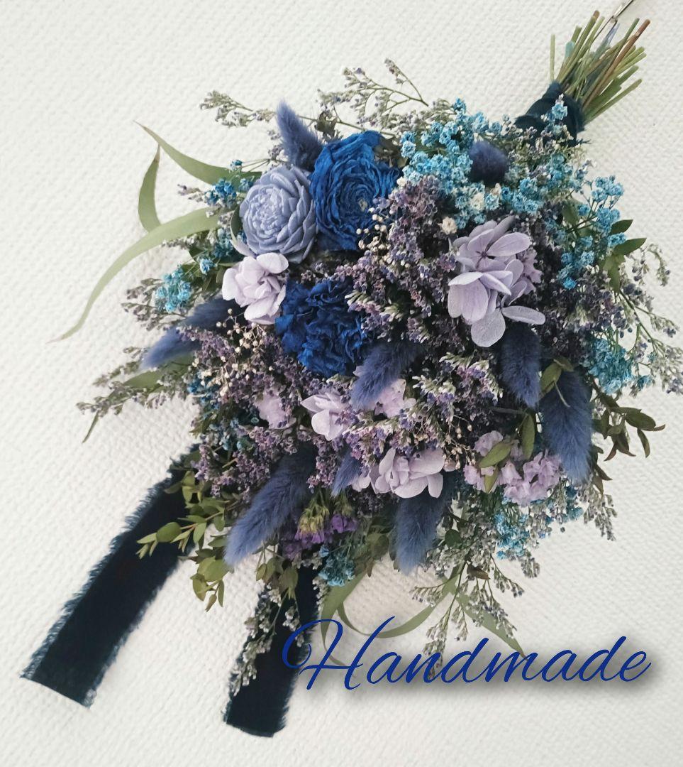 ♡tama♡ドライフラワーラナンキュラスと小花スワッグpink&bule♡
