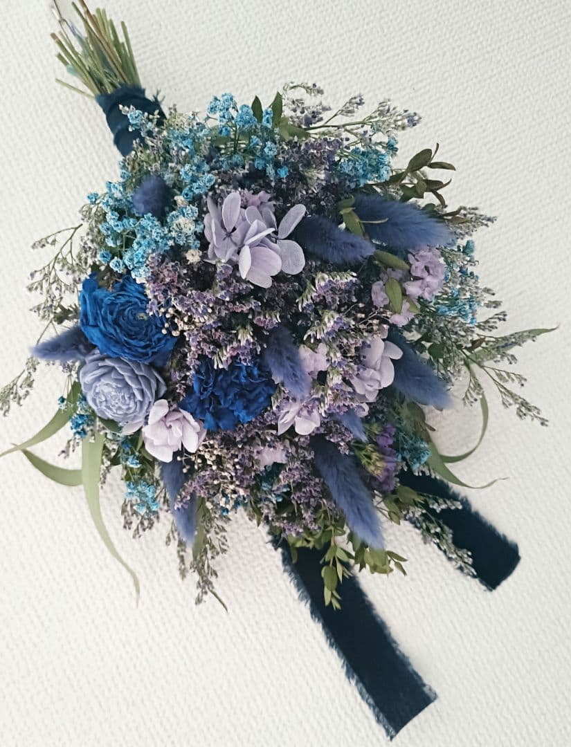 ♡tama♡ドライフラワーラナンキュラスと小花スワッグpink&bule♡