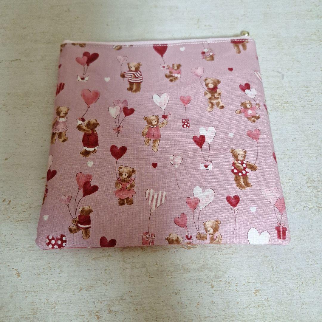 激レアねこパネル生地　ハンドメイド　ミニバック　まちなしバッグ　フラットポーチ