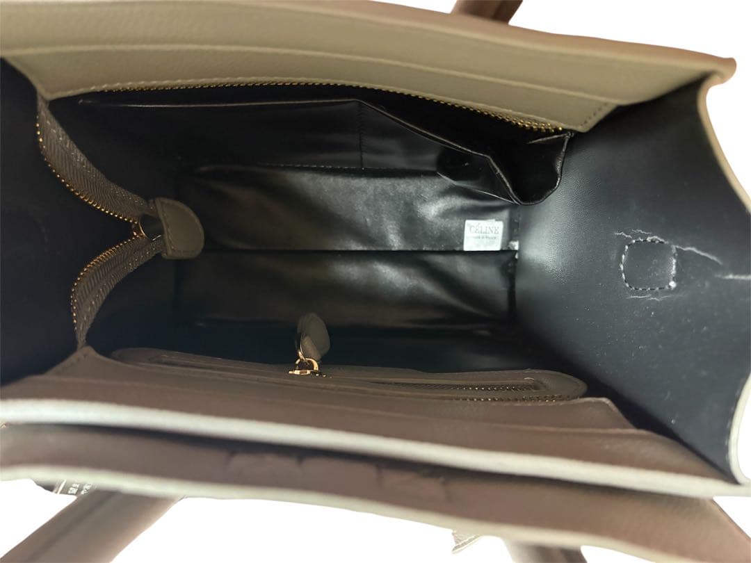 グレー レザーハンドバッグ