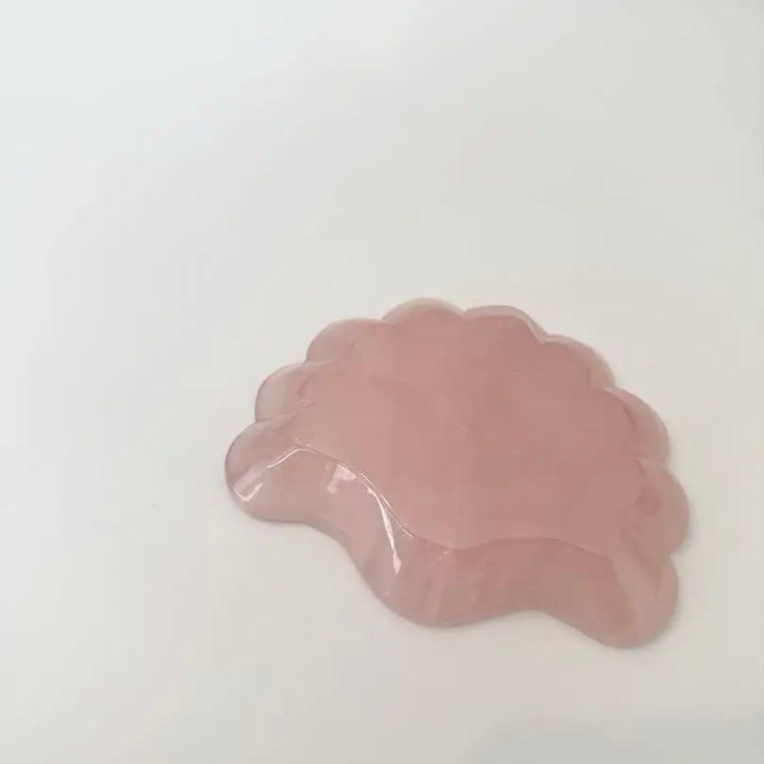 ローズクォーツ/天然石トレイ/インテリアトレイ/貝モチーフ/天然石プレート