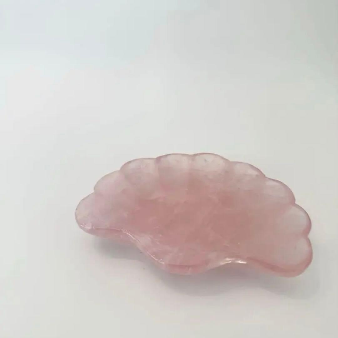 ローズクォーツ/天然石トレイ/インテリアトレイ/貝モチーフ/天然石プレート