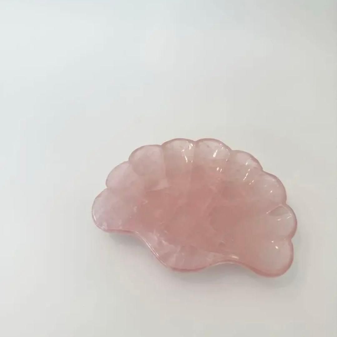 ローズクォーツ/天然石トレイ/インテリアトレイ/貝モチーフ/天然石プレート