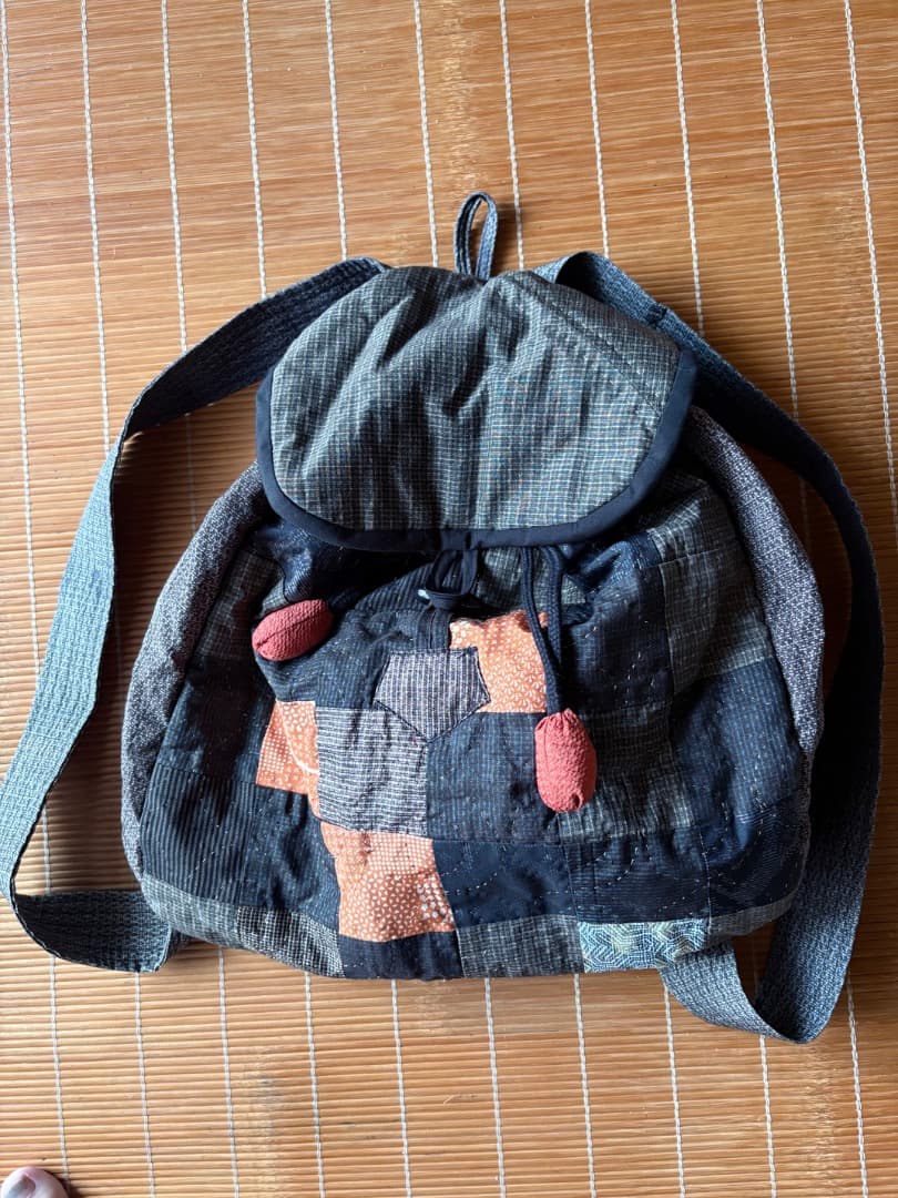 手作りリュック大島紬 古布 ハンドメイド　旅行素敵な1品 リュック 刺し子