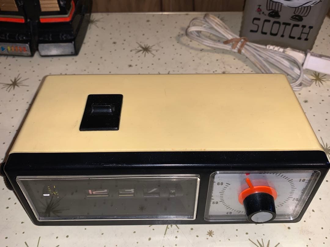 昭和レトロ　動作品　訳あり　四国精機工業　ドラム式　アラーム時計　スペースエイジ