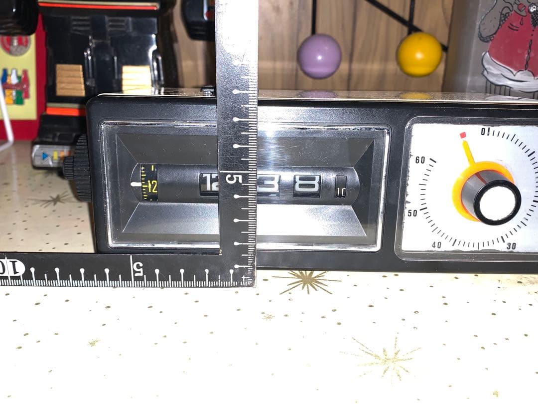 昭和レトロ　動作品　訳あり　四国精機工業　ドラム式　アラーム時計　スペースエイジ