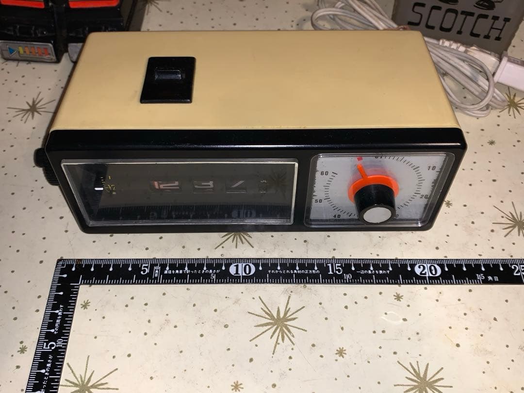 昭和レトロ　動作品　訳あり　四国精機工業　ドラム式　アラーム時計　スペースエイジ