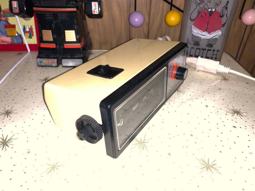 昭和レトロ　動作品　訳あり　四国精機工業　ドラム式　アラーム時計　スペースエイジ