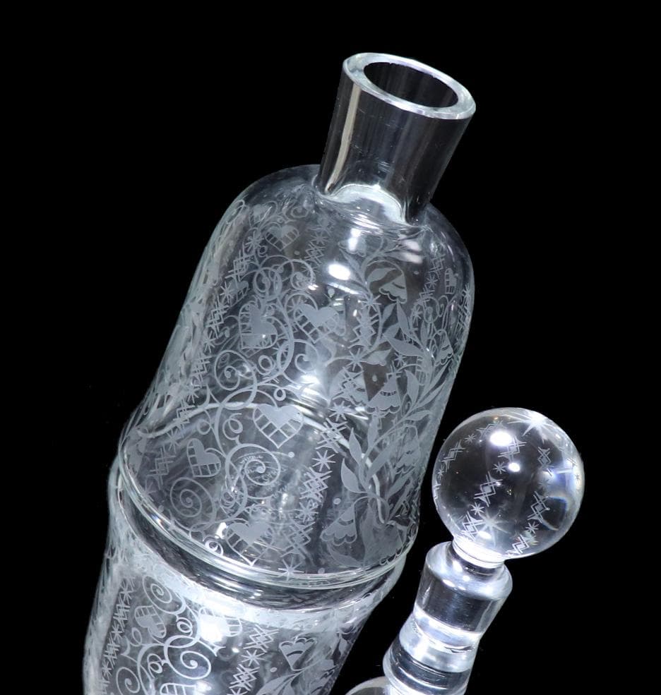 オールド・バカラ ジョルジュ・シュバリエ 植物文 大型 デカンタ 23cm