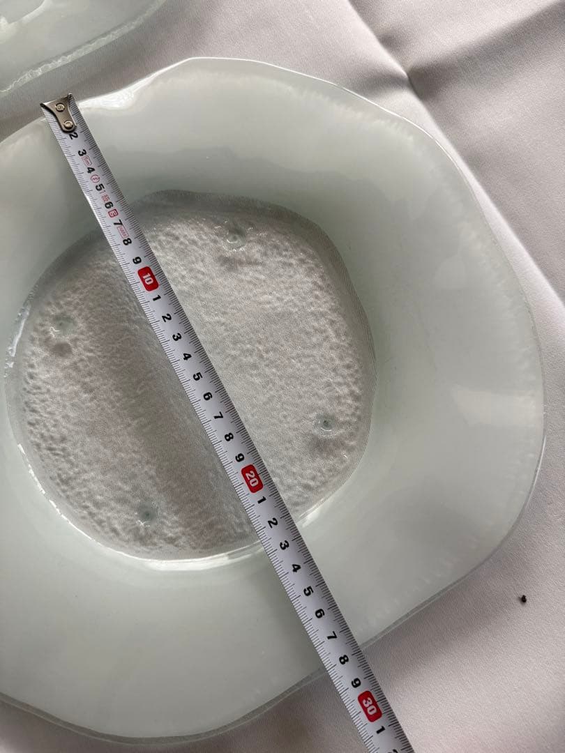 スペイン製グラススタジオ　円皿(ホワイト)