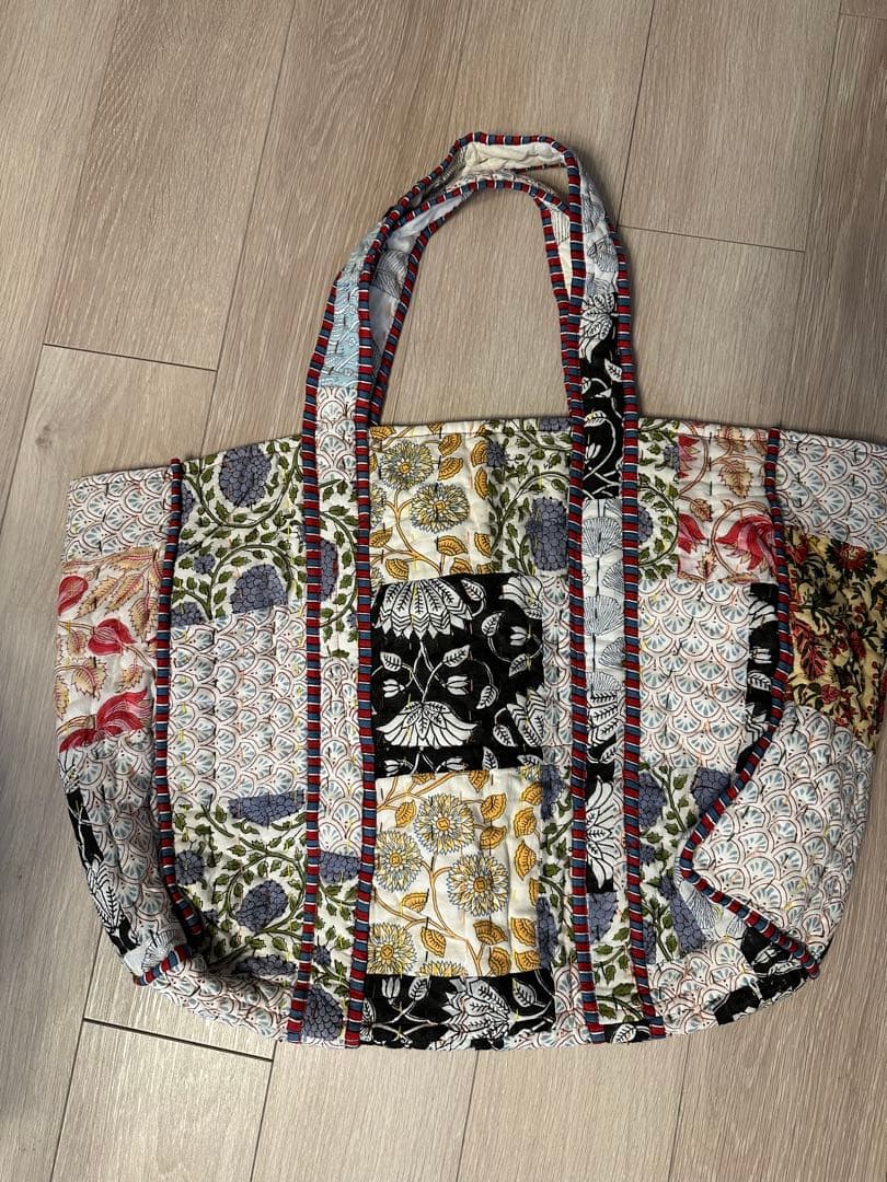【新品　未使用】 サシコ　パッチワーク 特大トートバッグ　インド製