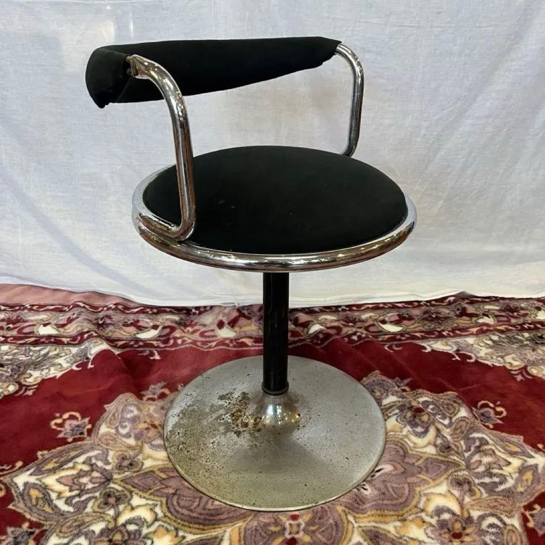 【アンティーク】アイアンフレーム カウンターチェア バースツール 回転椅子 丸脚