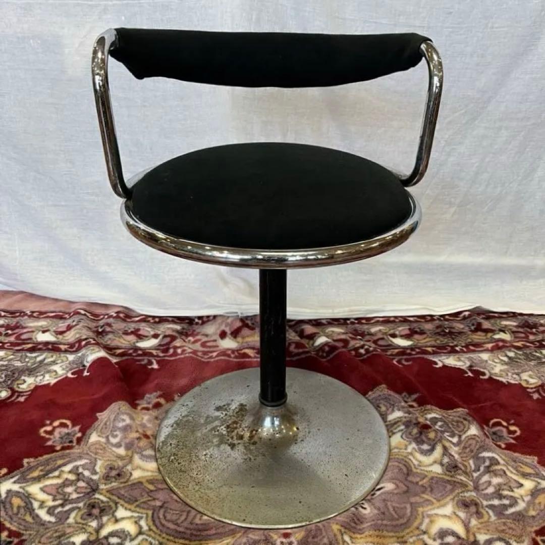 【アンティーク】アイアンフレーム カウンターチェア バースツール 回転椅子 丸脚