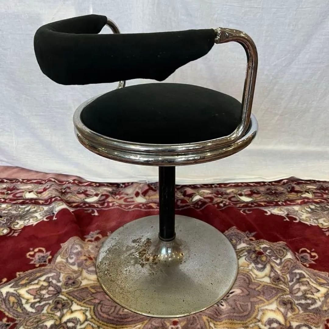 【アンティーク】アイアンフレーム カウンターチェア バースツール 回転椅子 丸脚