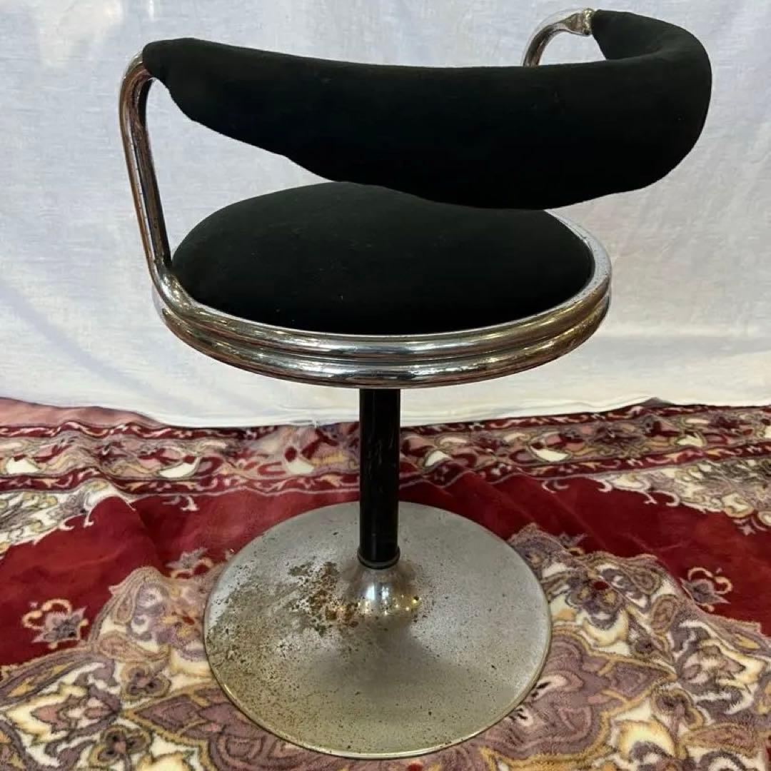 【アンティーク】アイアンフレーム カウンターチェア バースツール 回転椅子 丸脚