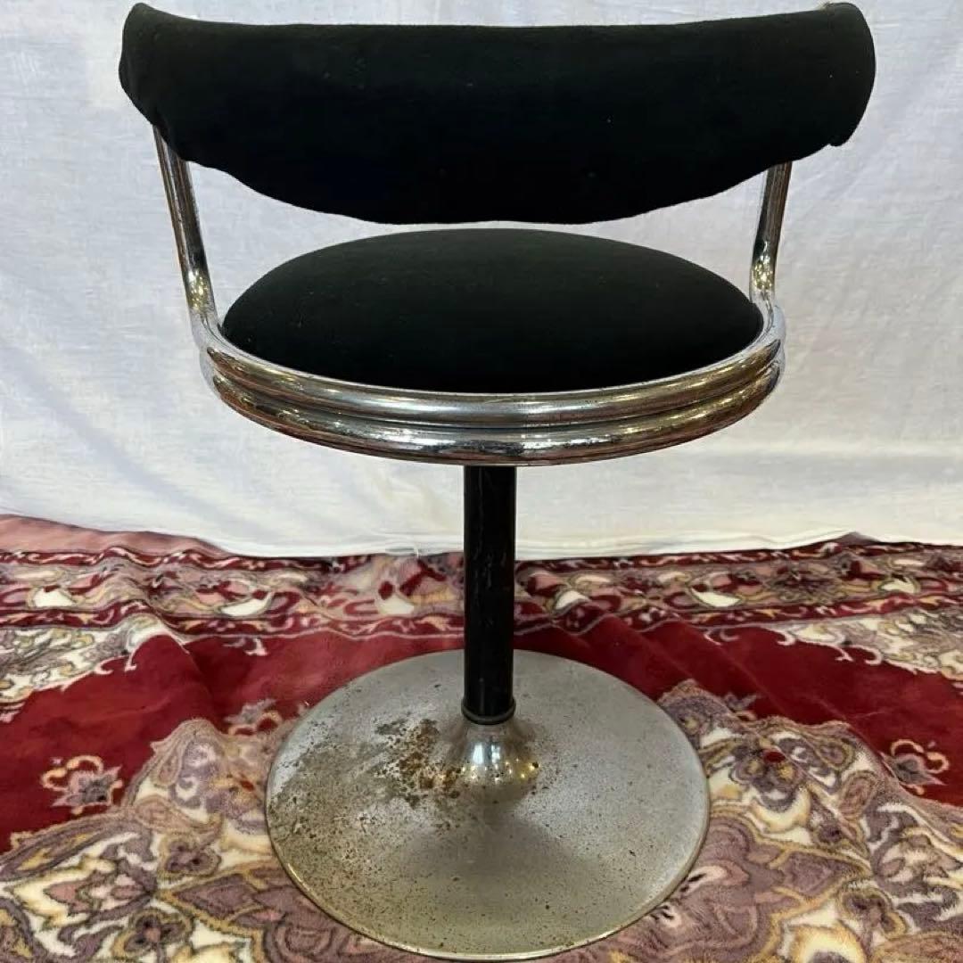 【アンティーク】アイアンフレーム カウンターチェア バースツール 回転椅子 丸脚