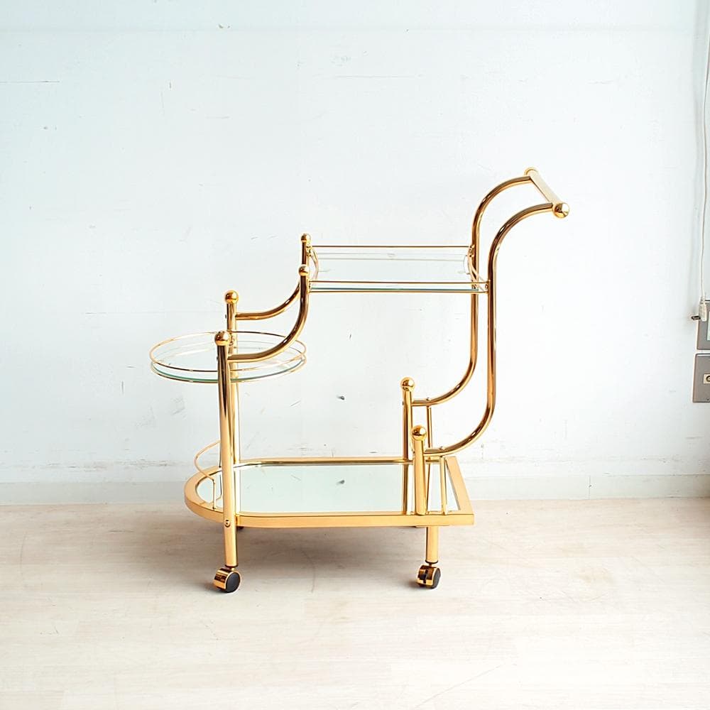 ゴールドフレーム サービスワゴン ガラス天板 エレガント ZR24073