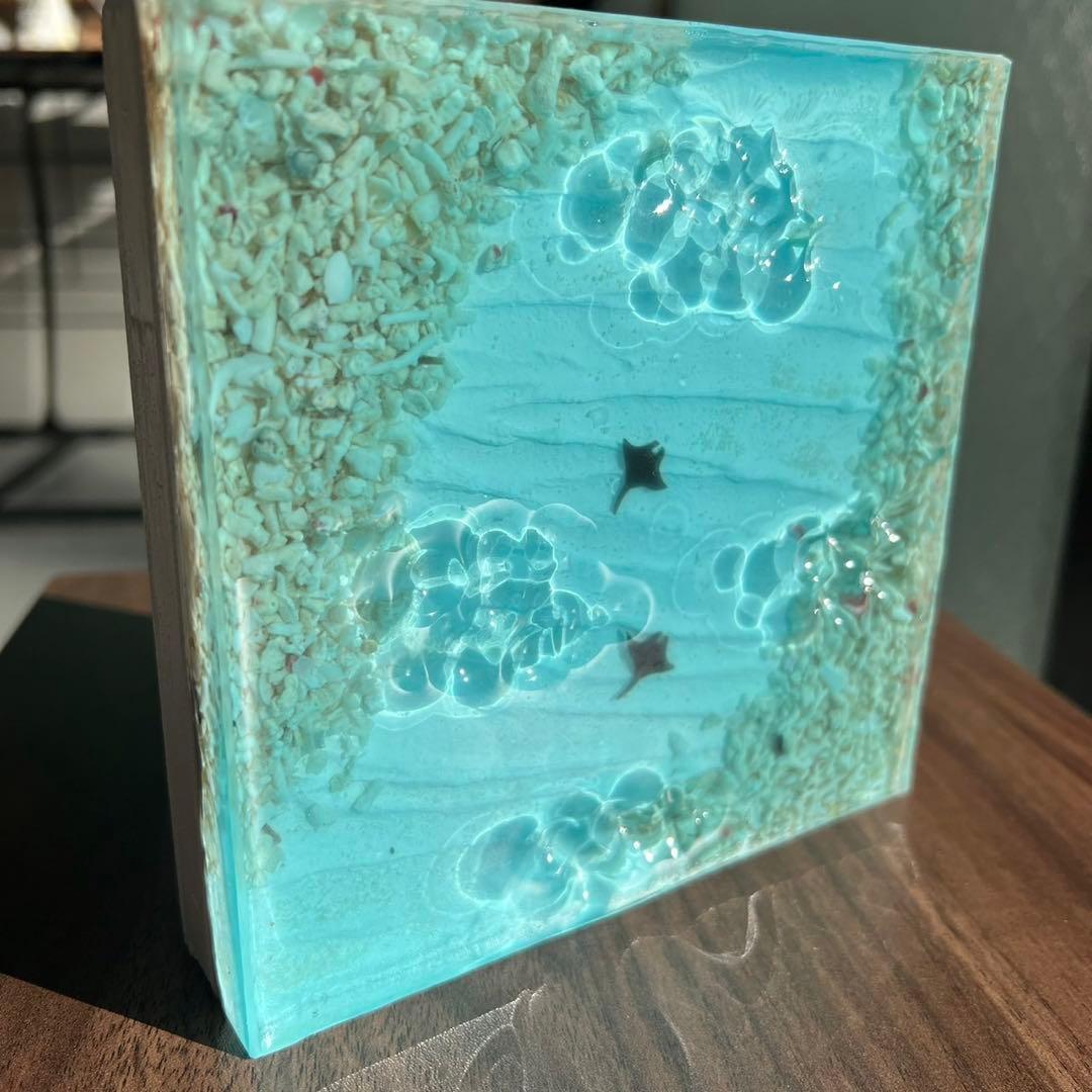 【波紋アート⑨】レジンアート／15cmスクエア／枠なし