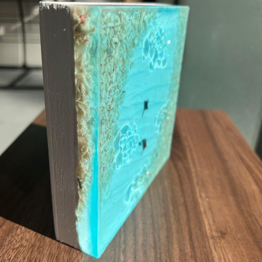 【波紋アート⑨】レジンアート／15cmスクエア／枠なし