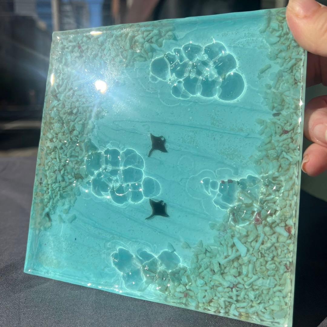 【波紋アート⑨】レジンアート／15cmスクエア／枠なし