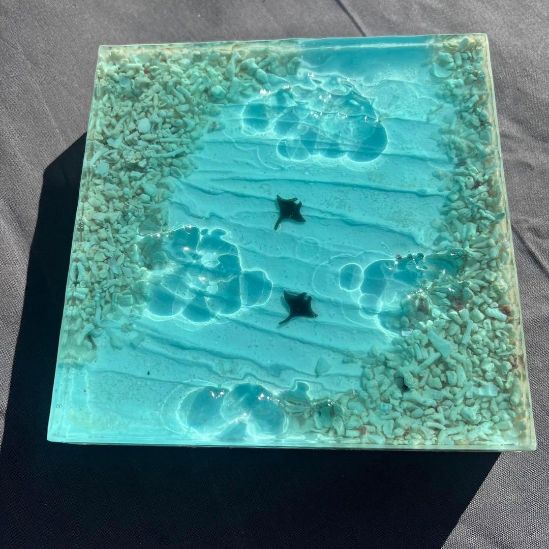 【波紋アート⑨】レジンアート／15cmスクエア／枠なし