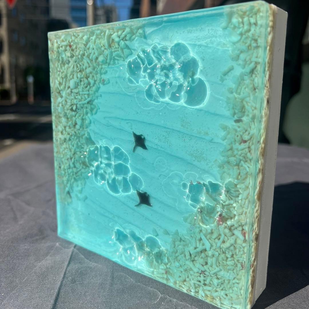 【波紋アート⑨】レジンアート／15cmスクエア／枠なし