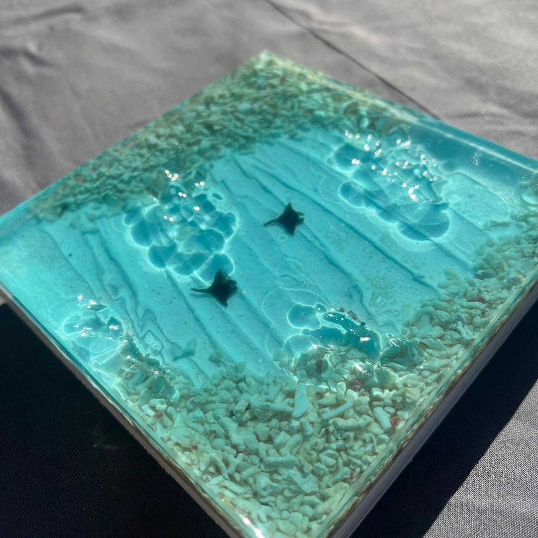 【波紋アート⑨】レジンアート／15cmスクエア／枠なし