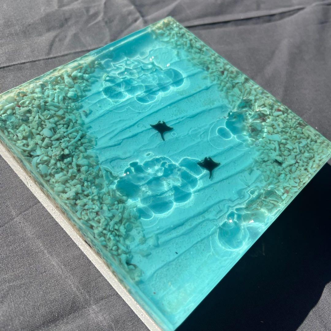 【波紋アート⑨】レジンアート／15cmスクエア／枠なし