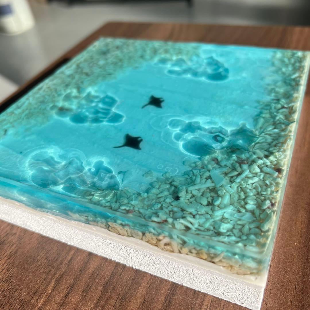 【波紋アート⑨】レジンアート／15cmスクエア／枠なし