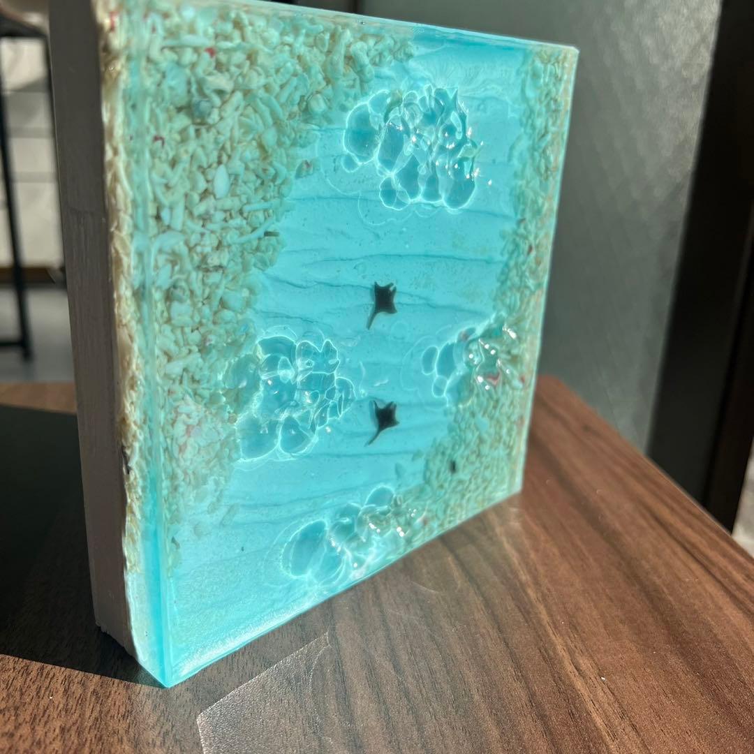 【波紋アート⑨】レジンアート／15cmスクエア／枠なし