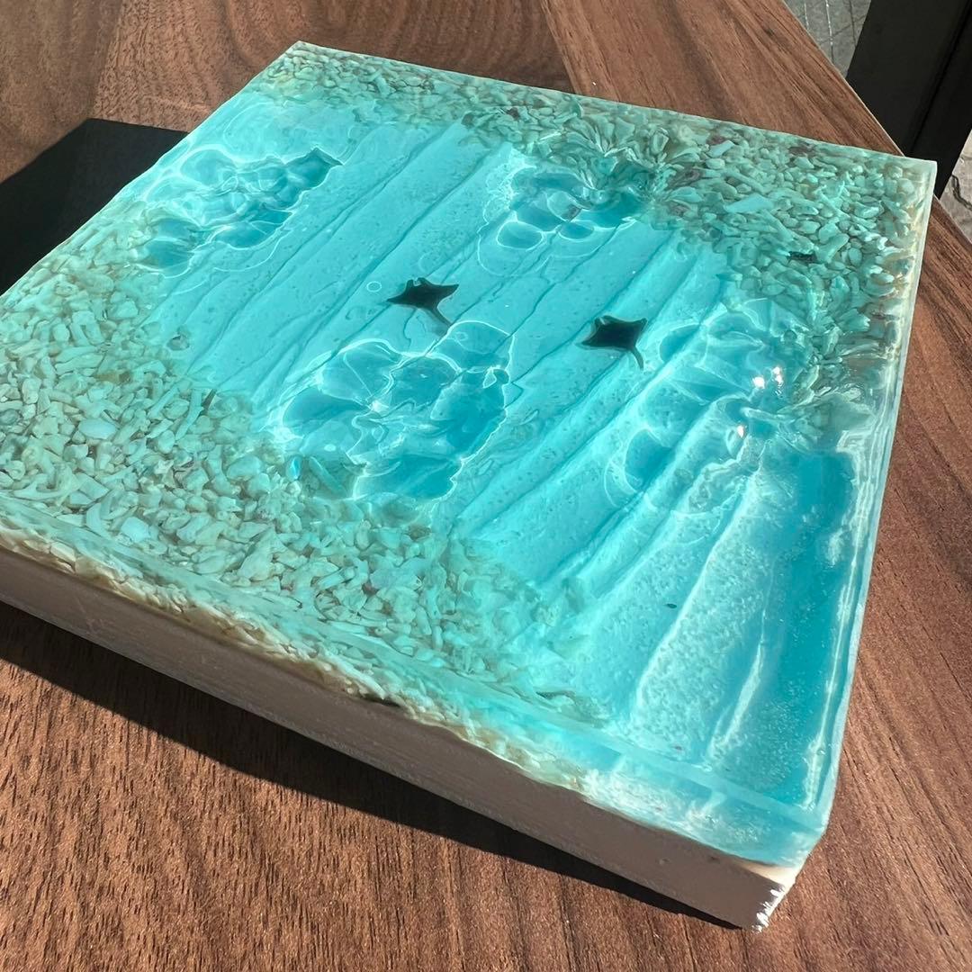【波紋アート⑨】レジンアート／15cmスクエア／枠なし